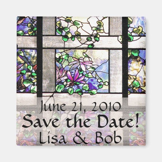 Art Nouveau Tiffany Glas in lood Bloemen Bloemen Magneet (Voorkant)