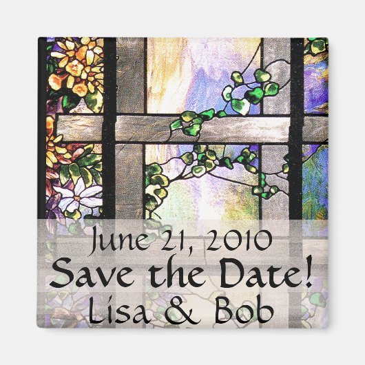 Art Nouveau Tiffany Glas in lood Bloemen Bloemen Magneet (Voorkant)