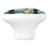 Art Nouveau Tiffany Glas in lood Garden Knob Keramische Knop (Zijkant)