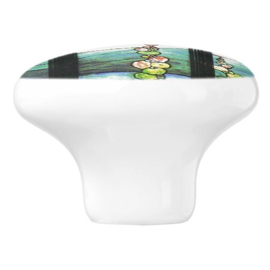 Art Nouveau Tiffany Glas in lood Garden Knob Keramische Knop (Zijkant)