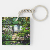 Art Nouveau Tiffany Glas in lood Natuur Sleutelhanger (Achterkant)