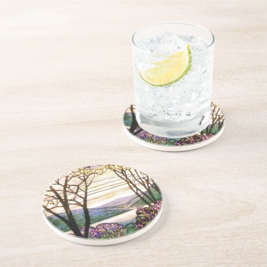 Art Nouveau Tiffany Glas in lood  Onderzetter (Zijkant)