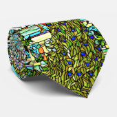 Art Nouveau Tiffany Glas in lood Window Peacock Stropdas (Opgerold)