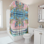 Art Nouveau Tiffany Glas in lood Wisteria Flowers Douchegordijn (In situ)