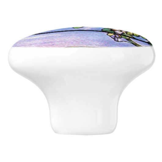Art Nouveau Tiffany Glas in lood Wisteria Knob Keramische Knop (Zijkant)