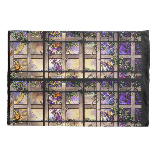 Art Nouveau Tiffany Stain Glass Floral Pillowcase Kussensloop (Achterkant)
