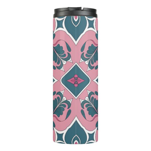 Art Nouveau Tile Floral Pattern Thermosbeker (Achterkant)