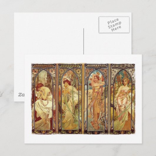 Art Nouveau Times of Day Briefkaart (Voorkant / Achterkant)