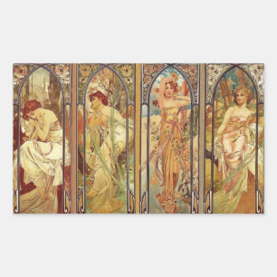 Art Nouveau Times of Day Rechthoekige Sticker