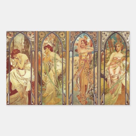 Art Nouveau Times of Day Rechthoekige Sticker (Voorkant)