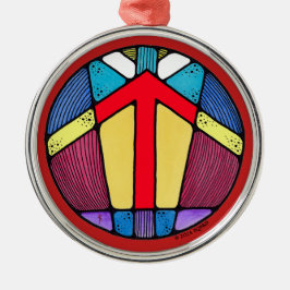 Art Nouveau Tiwaz Rune of Victory Metalen Ornament