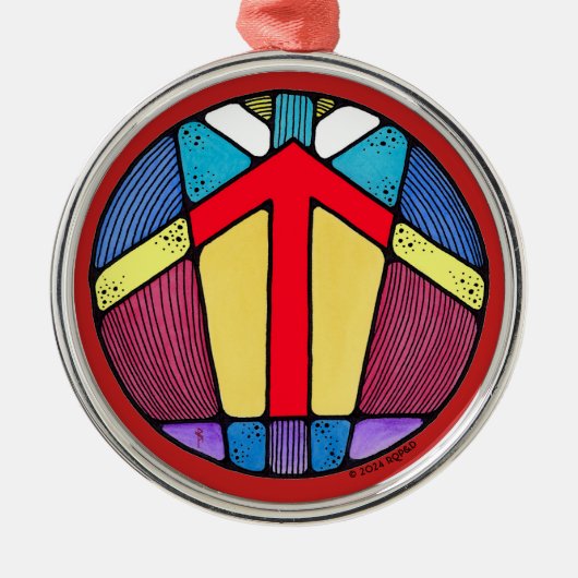 Art Nouveau Tiwaz Rune of Victory Metalen Ornament (Voorkant)