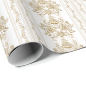 Art nouveau, Toile, floral, Patroon, beige, chic, Cadeaupapier (Rol Hoek)