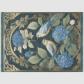 Art Nouveau Tortelduifjes Blue Hydrangea Ephemera Tissuepapier (Voorkant)