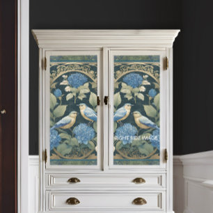 Art Nouveau Tortelduifjes Blue Hydrangea Ephemera Tissuepapier