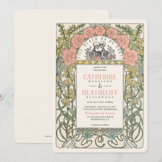 Art Nouveau Tot De Dood Doen Ons Deel Huwelijk Kaart (Voorkant / Achterkant)