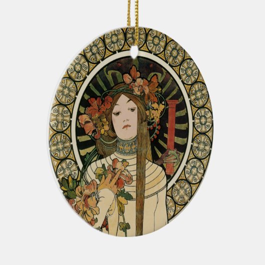 Art Nouveau Trappistine Mucha Art Keramisch Ornament (Rechts)