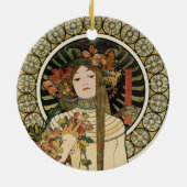 Art Nouveau Trappistine Mucha Kunst Keramisch Ornament (Achterkant)