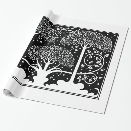 Art Nouveau Tree Beardsley Pattern Cadeaupapier (Uitgerold)