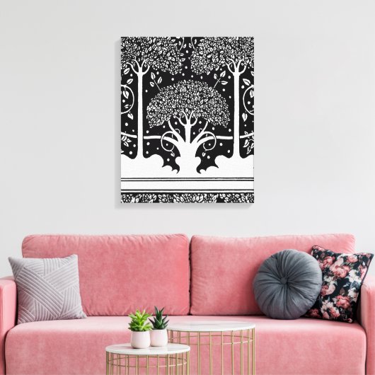 Art Nouveau Tree Beardsley Pattern Canvas Afdruk (Insitu (Woonkamer))