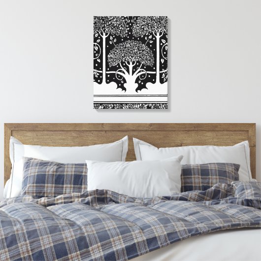 Art Nouveau Tree Beardsley Pattern Canvas Afdruk (Insitu (Slaapkamer))