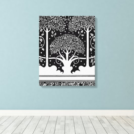 Art Nouveau Tree Beardsley Pattern Canvas Afdruk (Insitu (Houten vloer))