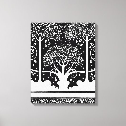 Art Nouveau Tree Beardsley Pattern Canvas Afdruk (Voorkant)