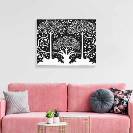 Art Nouveau Tree Beardsley Pattern Canvas Afdruk (Insitu (Woonkamer))
