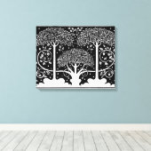 Art Nouveau Tree Beardsley Pattern Canvas Afdruk (Insitu (Houten vloer))