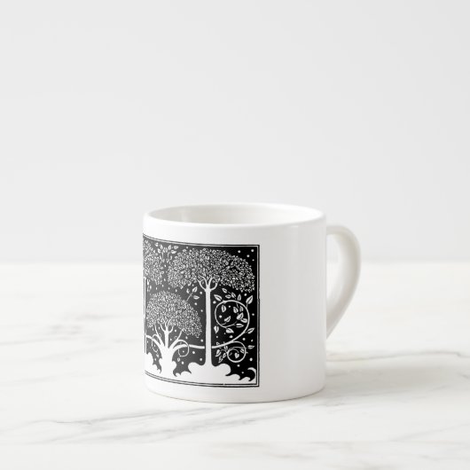 Art Nouveau Tree Beardsley Pattern Espresso Kop (Voorkant rechts)