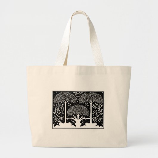 Art Nouveau Tree Beardsley Pattern Grote Tote Bag (Voorkant)