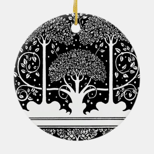 Art Nouveau Tree Beardsley Pattern Keramisch Ornament (Achterkant)