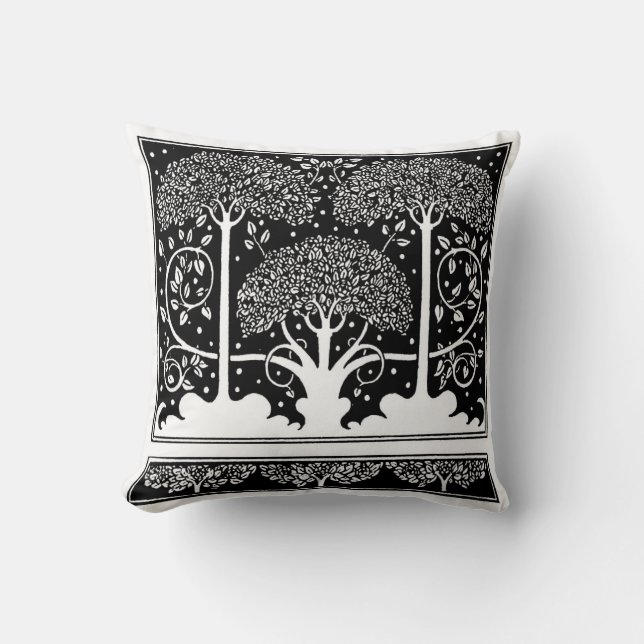 Art Nouveau Tree Beardsley Pattern Kussen (Voorkant)