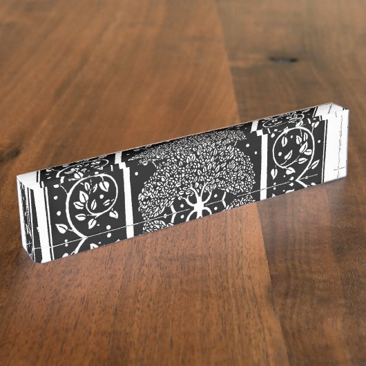 Art Nouveau Tree Beardsley Pattern Naambordje (Zijkant)