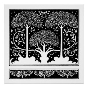 Art Nouveau Tree Beardsley Pattern Perfect Poster
