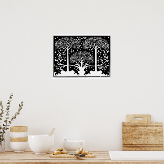 Art Nouveau Tree Beardsley Pattern Poster (Keuken)
