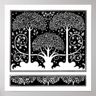 Art Nouveau Tree Beardsley Pattern Poster