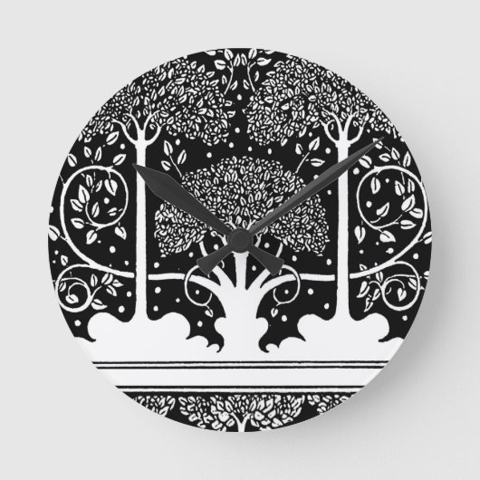 Art Nouveau Tree Beardsley Pattern Ronde Klok (Voorkant)