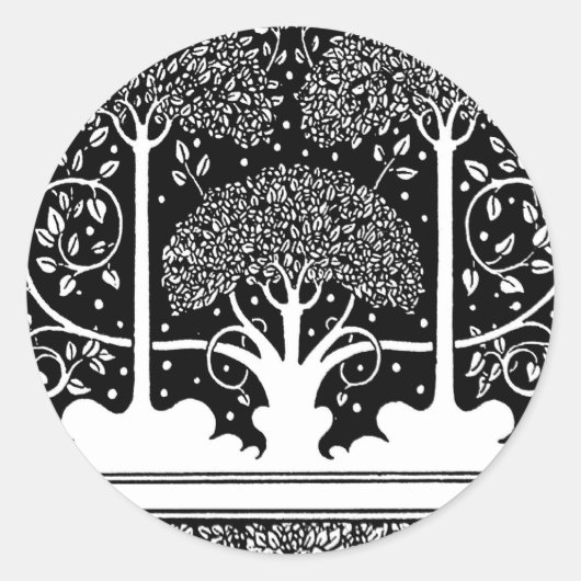 Art Nouveau Tree Beardsley Pattern Ronde Sticker (Voorkant)