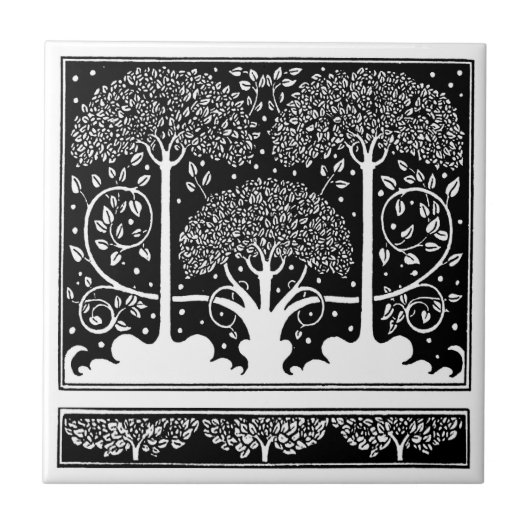 Art Nouveau Tree Beardsley Pattern Tegeltje (Voorkant)