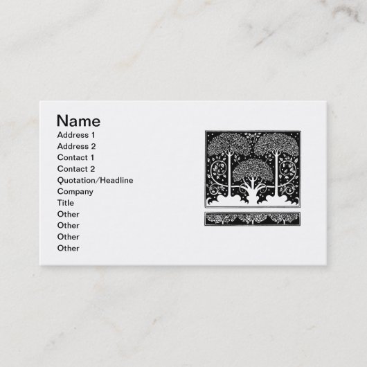 Art Nouveau Tree Beardsley Pattern Visitekaartje (Voorkant)