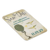 Art Nouveau Tree Birds Wood Grain Save the Date Magneet (Rechterzijde)