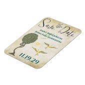 Art Nouveau Tree Birds Wood Grain Save the Date Magneet (Linkerzijde)