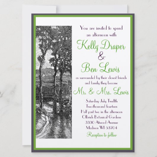 Art Nouveau Trees Sophisticated Wedding Invitation Kaart (Voorkant)