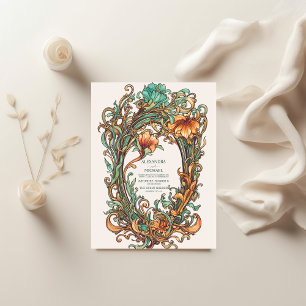 Art Nouveau Trouwbloemen Vintage Kaart