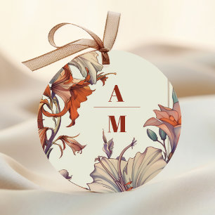 Art Nouveau Trouwdag met Vintage Bloemen Ronde Sticker
