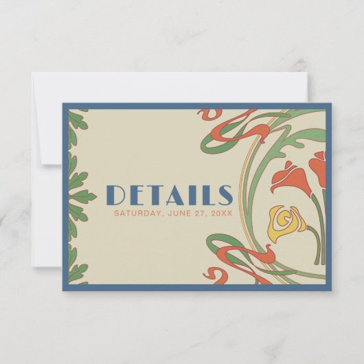 Art Nouveau trouwdetails behuizing Kaart (Voorkant)