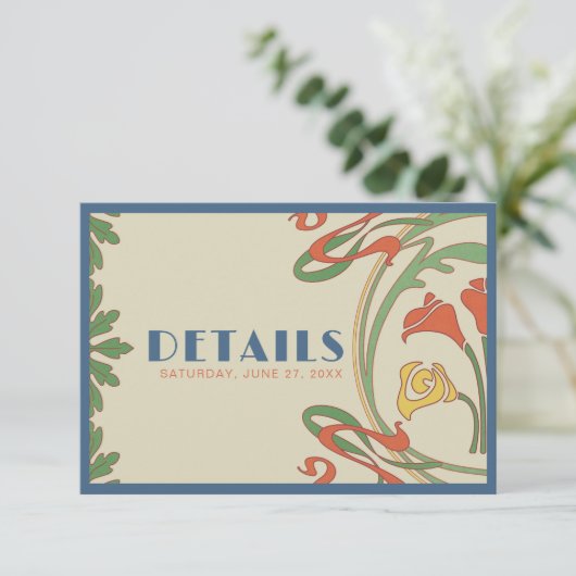 Art Nouveau trouwdetails behuizing Kaart (Staand voorkant)