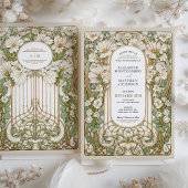 Art Nouveau Trouwen  Bloemen Faux Gold Kaart