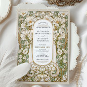 Art Nouveau Trouwen  Bloemen Faux Gold Kaart